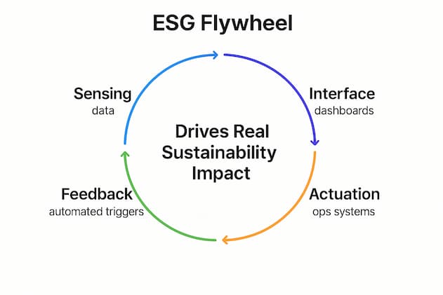 Diagram showing how ESG metrics connect with operational feedback loops